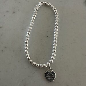 Tiffany & Co Sterling Silver Return to Tiffany Heart Tag Beaded Bracelet